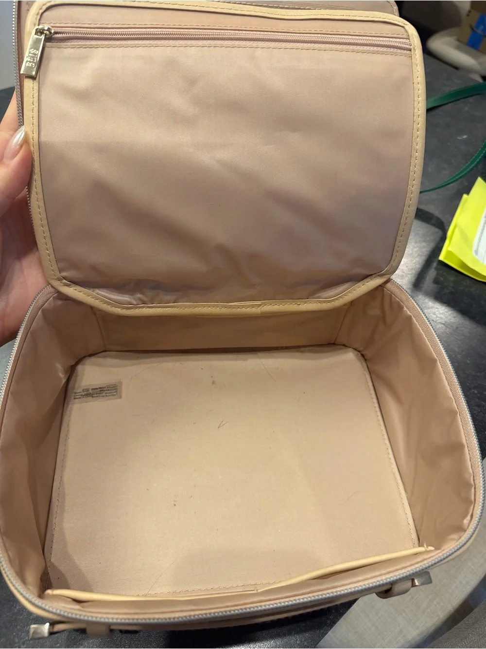 Beige Leather Cosmetic Case